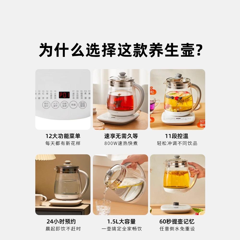 九阳养生壶家用多功能煮茶器花壶烧水壶办公室小型炖煮一体正品
