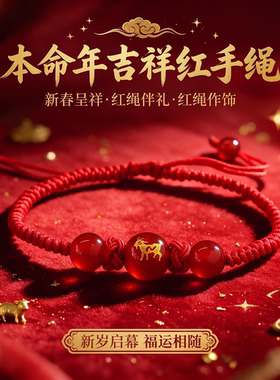 情侣玛瑙十二生肖本命年红绳