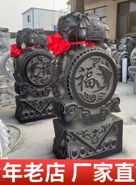 整石雕刻门墩抱鼓石招财镇宅