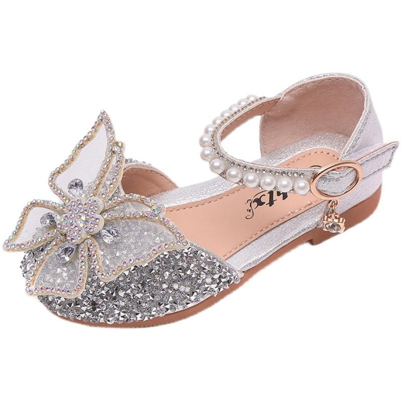 女童公主鞋2025夏季新款时尚软底水晶钻蝴蝶结凉鞋宝宝洋气小皮鞋,淘宝优惠券,粉丝福利购,淘宝优惠卷