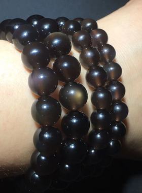 天然冰彩黑曜石手链手串单圈