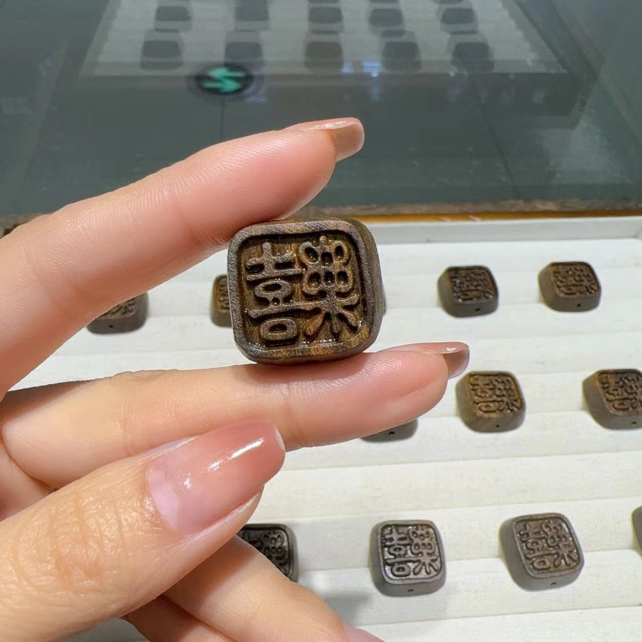 沉香喜乐牌通孔配件 DIY文玩手串项链 DM385 - 图0