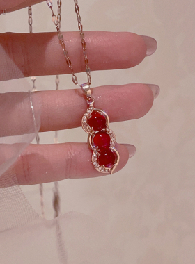 红色豌豆项链集尤原创