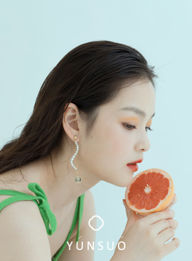 芸所系列波浪金币纯银珍珠耳钉