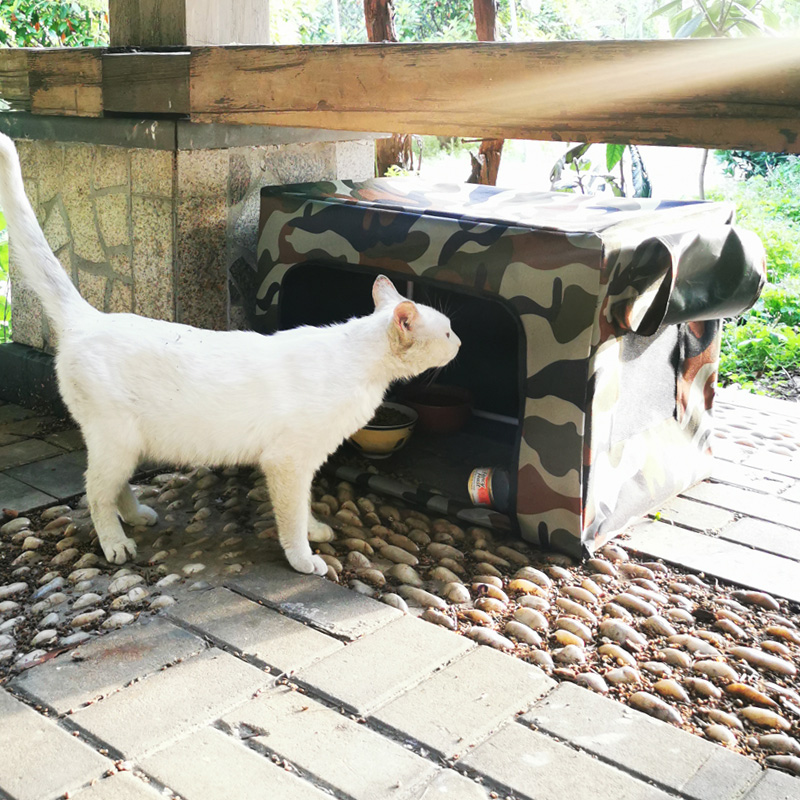 流浪猫户外喂食屋遮雨棚喂食器防雨棚户外投喂流浪猫棚猫窝防水布 - 图1