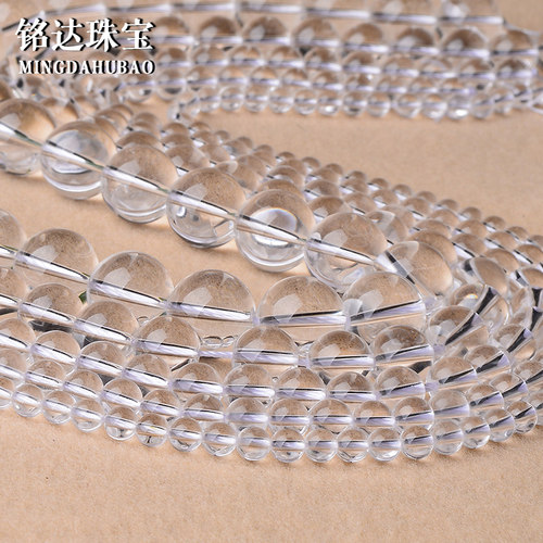 天然净体白水晶散珠子DIY男女手链圆珠配件培育白水晶串珠半成品 - 图1