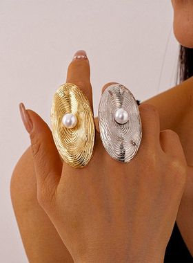 欧美个性金属风几何开口戒指