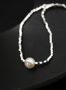 铜合金仿珍珠项链女高级锁骨链