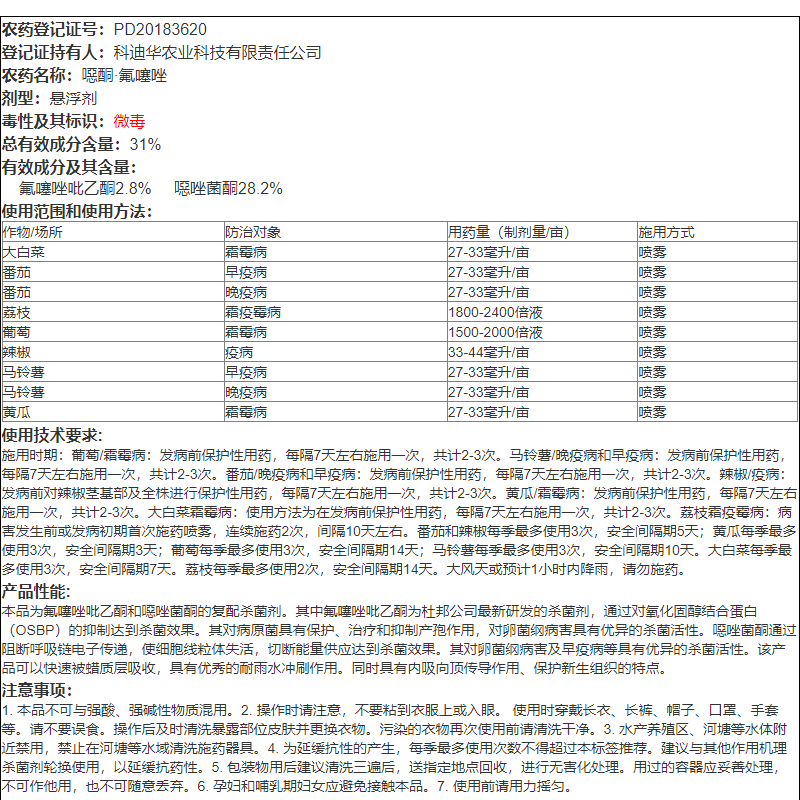 科迪华 杜邦 增威赢倍 噁酮氟噻唑番茄霜霉病早疫病晚疫病杀菌剂 - 图2