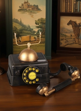 复古电话机摆件转盘座机老物件