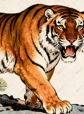 猛虎上山虎招财壁画挂画