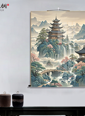 仙家堂口山水画招财背景图
