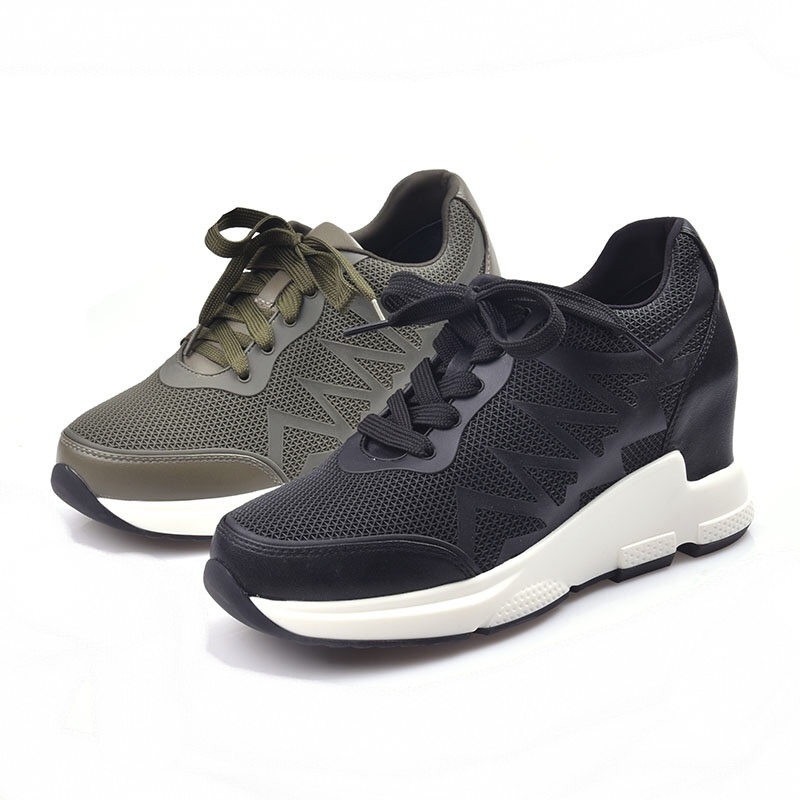 38-牛皮BLVN正品 透气墨绿3d打印新内增高厚底休闲运动街拍单鞋 - 图3