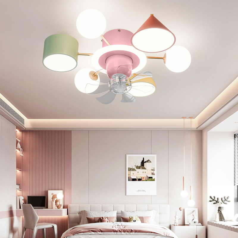 护眼儿童房360度旋转风扇灯卡通创意个性星空卧室离线语音积木灯,淘宝优惠券,粉丝福利购,淘宝优惠卷