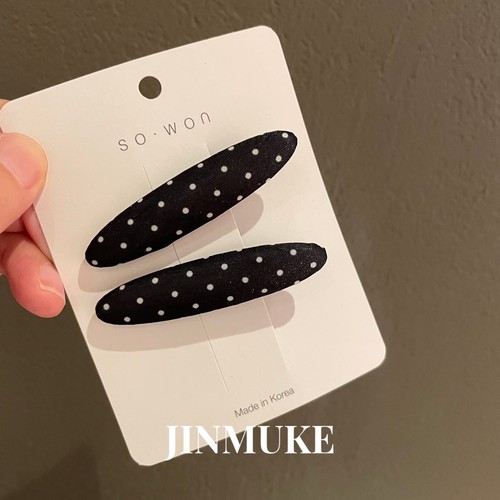 JINMUKE韩国进口发饰波点发夹甜美时尚刘海夹气质长方侧边碎发夹 - 图2