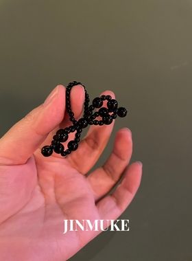 JINMUKE韩国进口饰品新款时尚百搭简约气质蝴蝶结手工串珠戒指