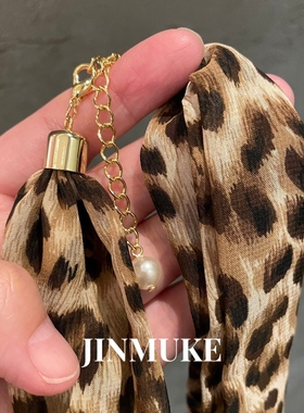 JINMUKE韩国进口首饰个性豹纹气质布艺项链