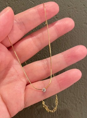 JINMUKE饰品韩国72W极细单钻百搭气质925银锁骨链