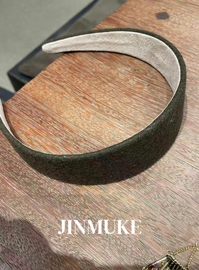 JINMUKE韩国进口发饰气质简约复古秋冬绿色系宽边发箍头箍发卡新