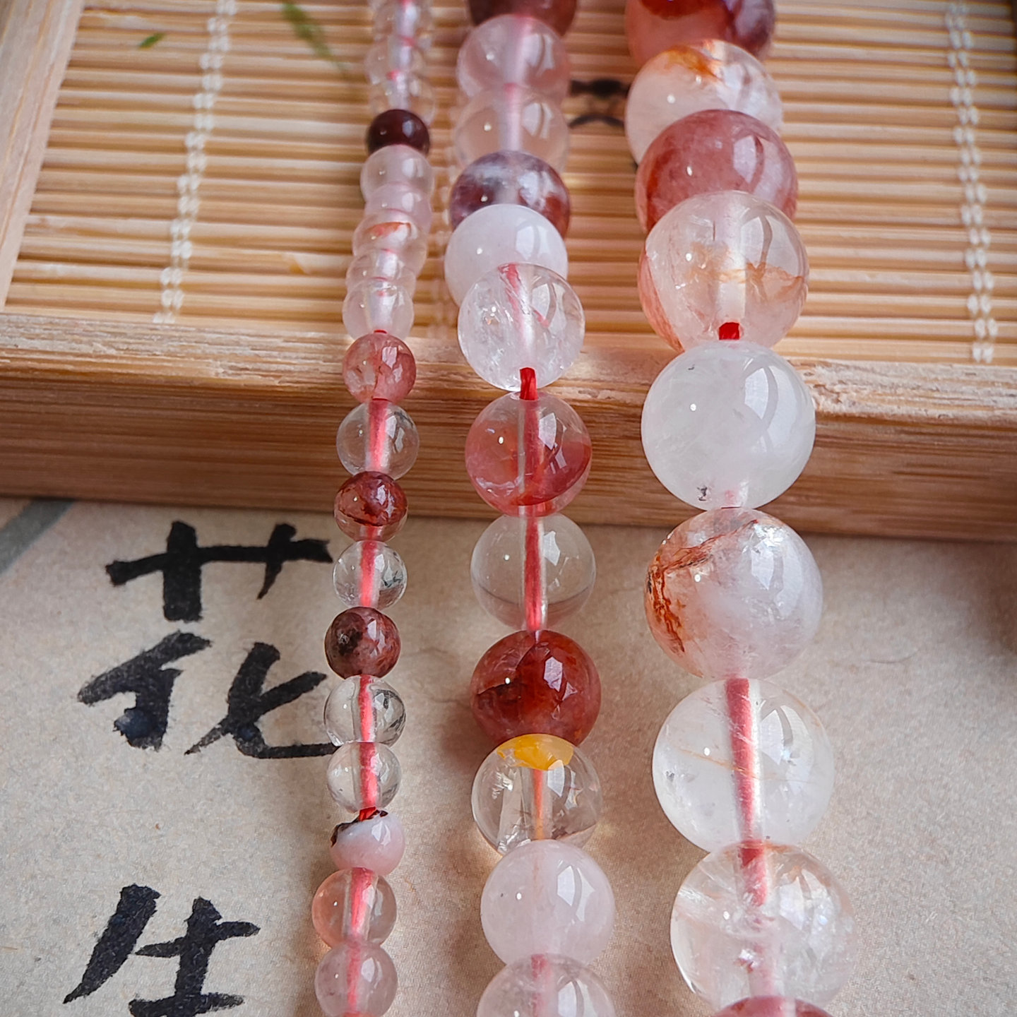 天然红胶花水晶圆珠散珠串珠手工diy手链项链饰品配饰材料4-10mm - 图0