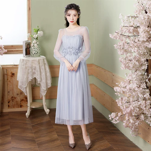 Весеннее платье подружки невесты, с вышивкой, средней длины, в корейском стиле, подходит для подростков