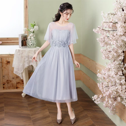 Весеннее платье подружки невесты, с вышивкой, средней длины, в корейском стиле, подходит для подростков