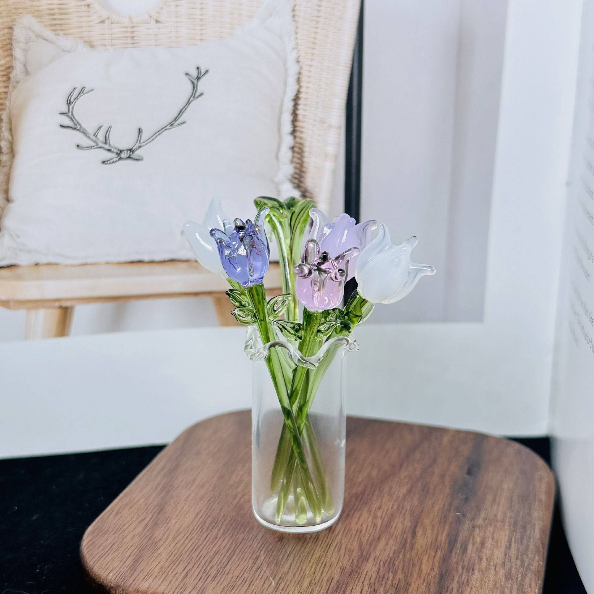 PLL淄博琉璃纯手工小插花瓶客厅餐桌摆件装饰品上档次现代简约仿,淘宝优惠券,粉丝福利购,淘宝优惠卷