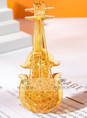 PLL淄博手工琉璃小摆件乐器饰品钢琴大提琴二胡礼品桌面摆件天鹅