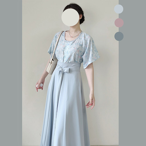 子南记原创【夏蝶】汉服唐褙子坦领齐腰八破裙新中式日常通勤夏季 - 图3