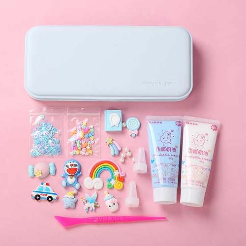 双层文具盒 奶油胶手工DIY铅笔盒材料包自制笔盒小学生男孩女孩 - 图1