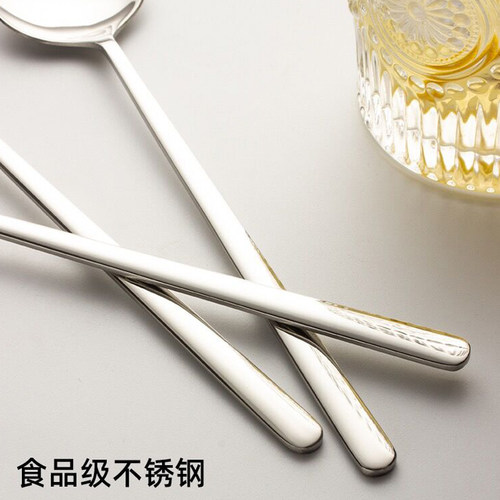 304不锈钢食品级长把勺子商用餐饮高级感长柄家用316L圆勺水果勺 - 图2