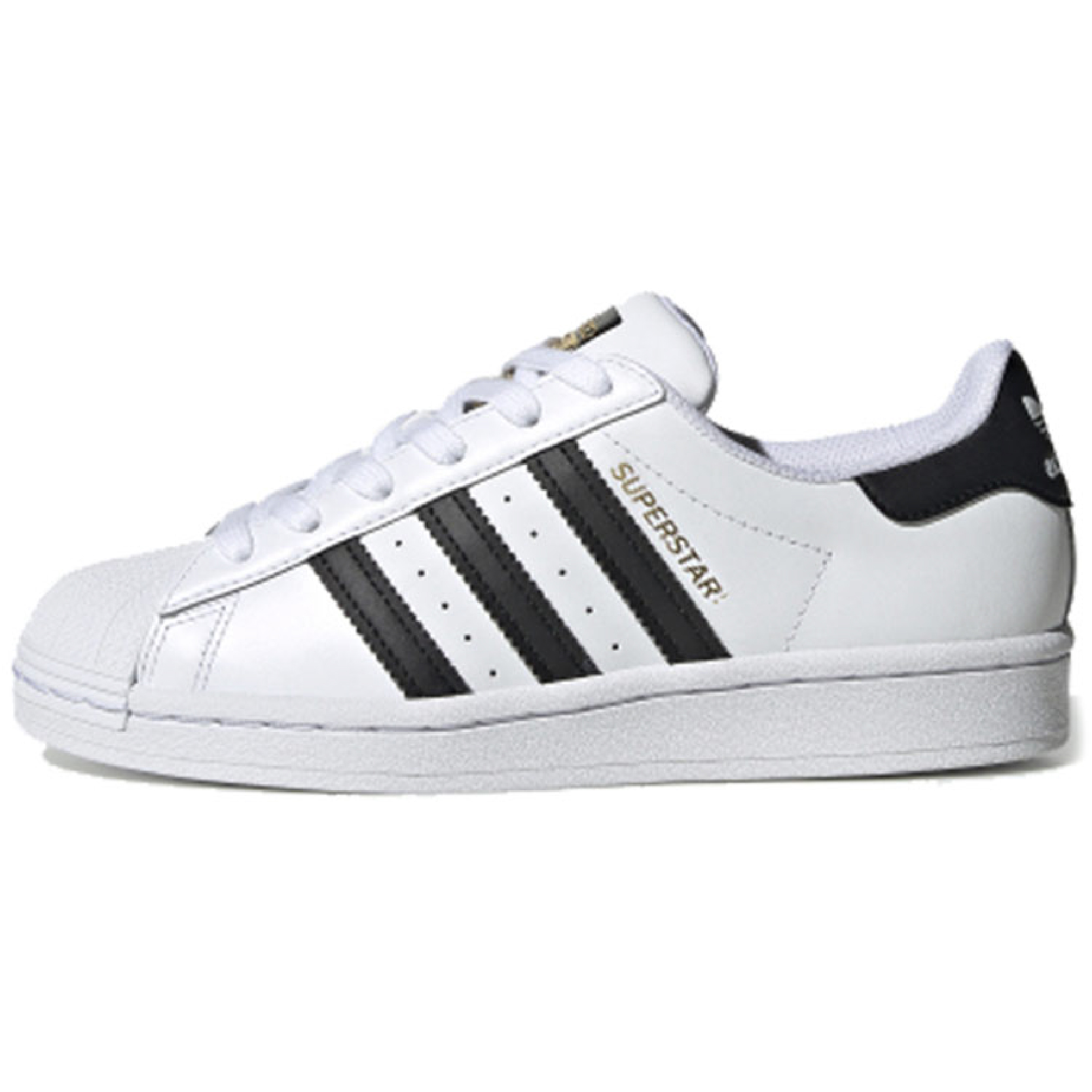 Adidas Originals Superstar 白黑 男女同款经典金标贝壳头EG4958 - 图0