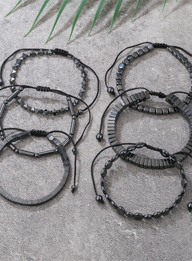 情侣黑胆石欧美风手绳