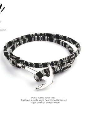 ins风帆布绳手链多层手工编织
