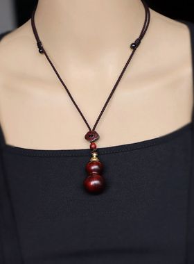 空心葫芦紫檀木项链男女百搭