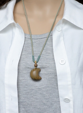 【盼星星盼月亮】绿檀木项链