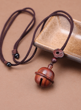 可打开檀木宫铃铛项链长款嘎乌盒放东西挂件女木质毛衣链秋冬新款