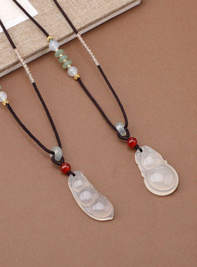 古风玉髓平安豆项链长款