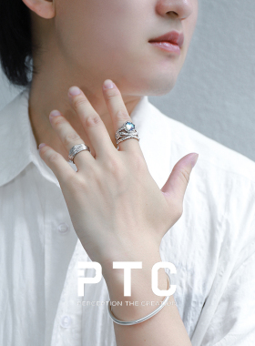 PTC中性风原创设计月光石戒指