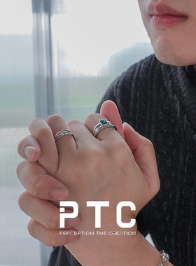 轻奢高级感绿宝石纯银开口戒指