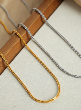 新款轻奢波光粼粼满天星钛钢镀18K金项链小众时尚简约设计锁骨链