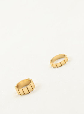 欧美跨境新款宽版齿轮戒指钛钢镀18K金指环百搭中指食指女款个性