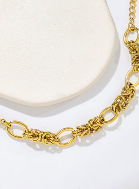 新款欧美跨境气质设计镂空粗链条手链女时尚个性钛钢镀金手饰百搭