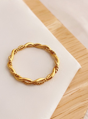 欧美时尚小巧精致麻花交叉戒指