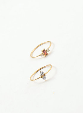 欧美时尚小碎钻细款戒指钛钢镀18K金指环食指中指2025新款跨境