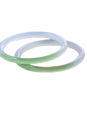 本命年半山半水果绿色渐变玉髓手镯女款6m细圆条美人叮当镯玛瑙镯