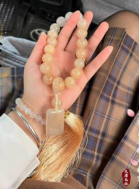 本命年佘太翠黄色手把玩芋泥啵啵石英岩玉紫罗兰手持女手串酒渍玫