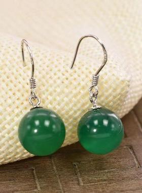 本命年玛瑙耳环银耳饰复古玛瑙多色圆珠耳坠耳钉福利礼物