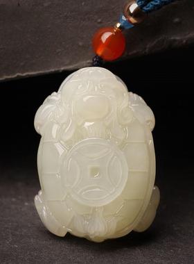 本命年和田玉白玉小龙龟吊坠男女龙招财转运玉石神兽挂件护身玉坠