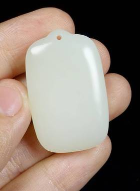 本命年新疆和田玉平安牌吊坠男款女款白玉面包牌平安无事牌礼物